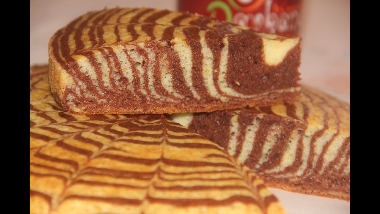 Cake zébré moelleux et facile الكيك المخطط زيبري سهل و لذيذ