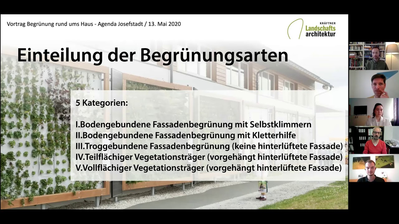 ONLINE SEMINAR ZU FASSADEN UND DACHBEGRUENUNG Joachim Kräftner (Büro Kräftner)