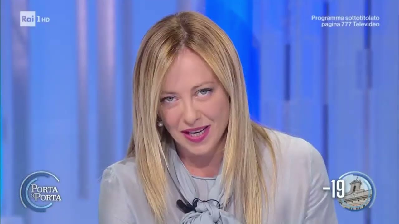 Una straordinaria Giorgia Meloni interviene a Porta a Porta intervistata da Bruno Vespa. Collegatevi