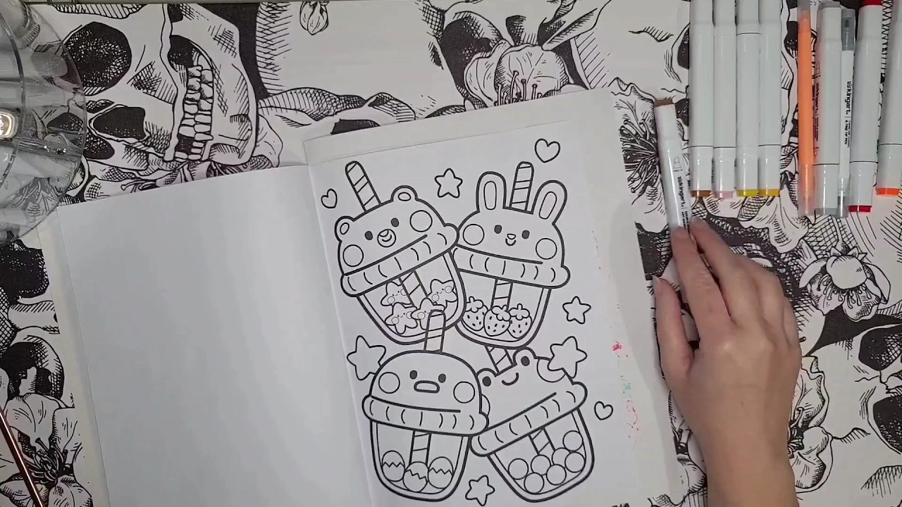 CUTE DRINKS | Full Page - Color with me ASMR