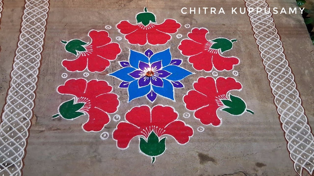 Margazhi Kolam | Simple Flower Pulli Kolam | Hibiscus Kolam | Kolam for Beginners | Easy Kolam