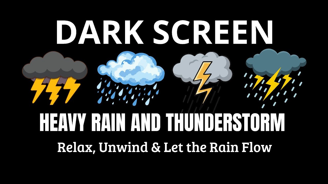 Heavy Rain & Thunderstorm for Sleep | BLACK SCREEN Night Storm Sounds