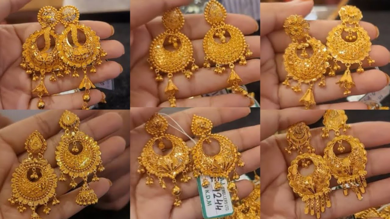Latest Gold Chandbali Earrings Design with weight and price//Gold Jhumka Design//Gold Earrings 2023