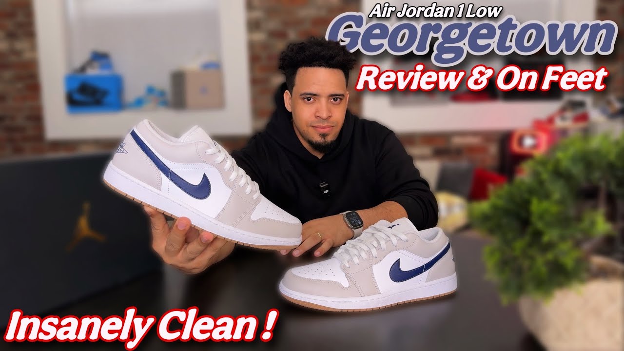 These are insanely clean! Jordan 1 Low Georgetown - Review, On Feet & Lace Swap