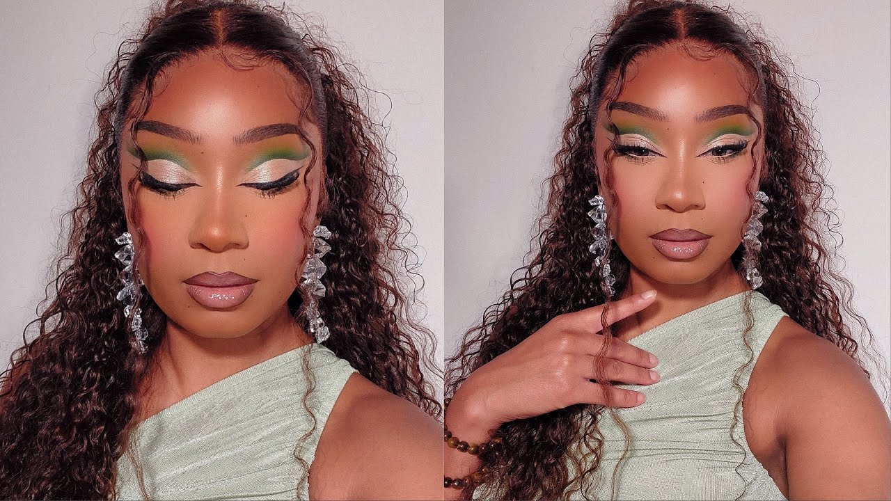 PERFECT CHOCOLATE BROWN CURLS + SOFT GREEN CUT CREASE MAKEUP 🧚 | WESTKISS HAIR CO.