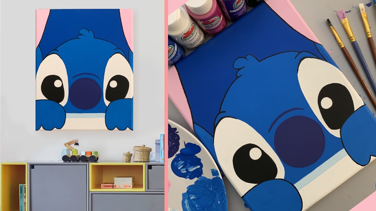 Acrylic painting | How to paint Disney Stitch step by step | Make a simple cartoon painting DIY 2020