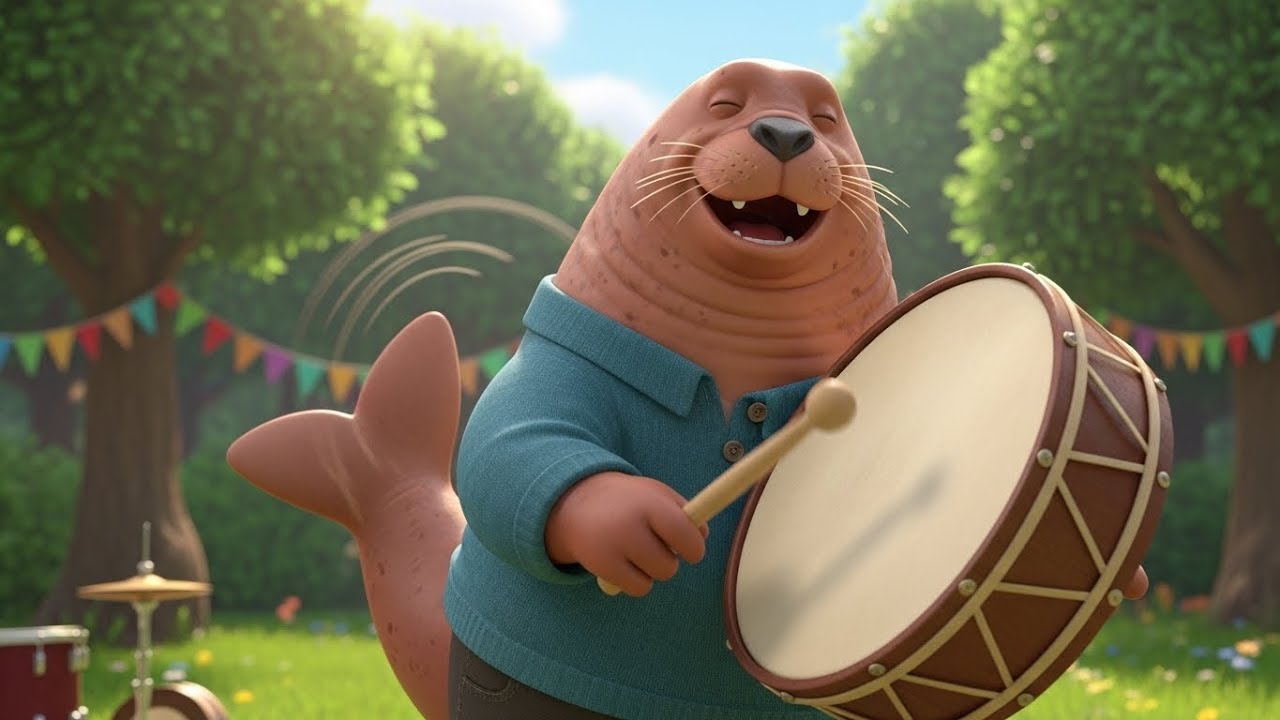 Морж Уолли играет на барабане «Бум-Бум» 🦭🥁💥 | Мультфильм для детей и весёлые ритмы