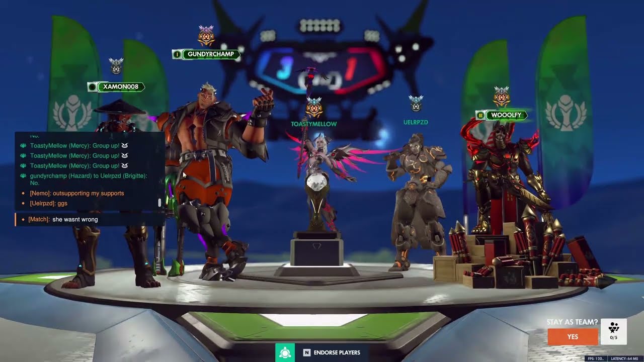Stadium mercy with friend 3:1