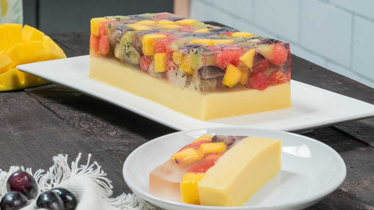 PUDING BUAH MOZAIK MANGGA Topping BUAH CANTIK & ENAK BANGET 🍉🥭🥝🍇 Puding Mangga Mozaik Buah