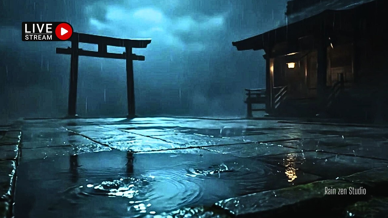 🔴LIVE: Traditional Japanese Rain - Rain Ripples on Sacred Stone (No Music)