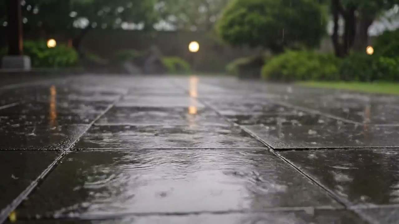 Peaceful Rain on Stone Pathway – Relaxing Night Ambience for Focus & Sleep