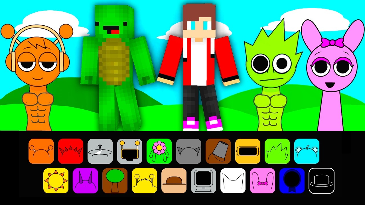 Sprunki JJ and Mikey Minecraft MOD Sinner Edition MAIZEN :  In Minecraft Animation