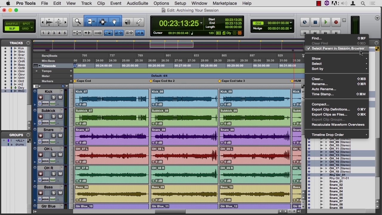 Learning Pro Tools 12 11 09 Archiving Your Session