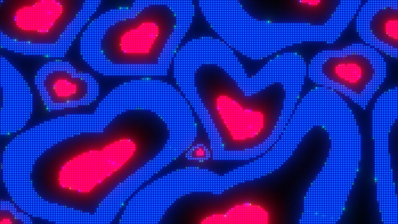 Warped Pink and Blue Y2k Neon LED Lights Heart Background || 1 Hour Looped HD