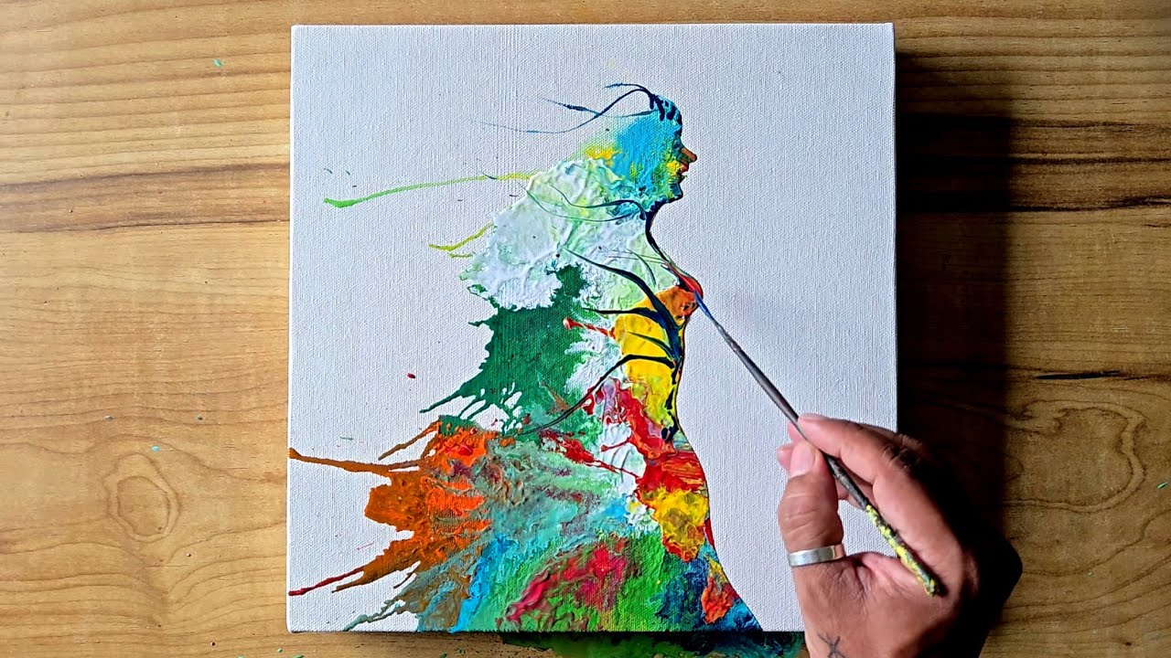 When Flowers Paint a Woman / Acrylic Painting Technique / Step By Step