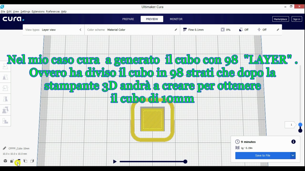 Capire  il gcode  con Cura