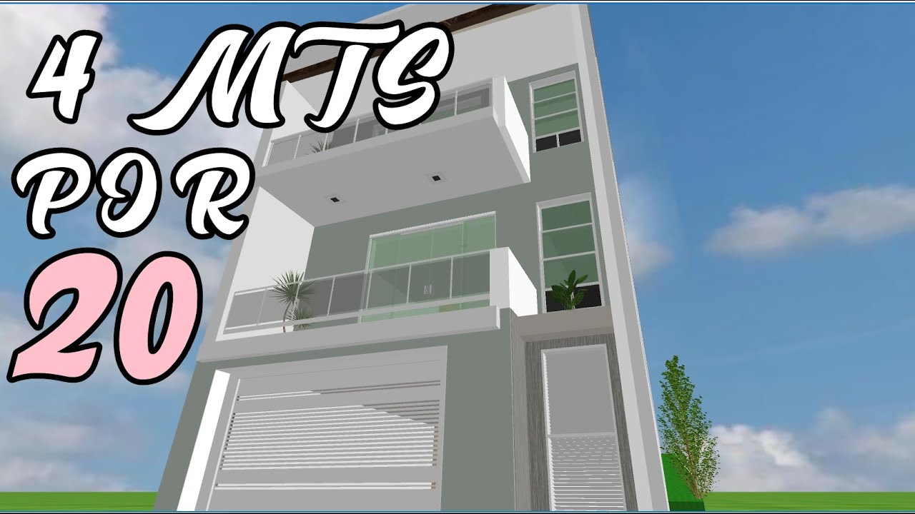 PLANTA 3D PARA SOBRADO em terreno 4x20