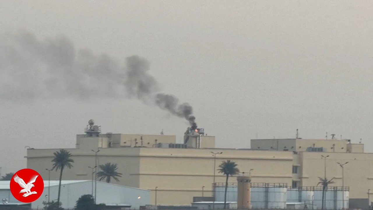 Smoke and fire at US embassy compound in Baghdad after reported missile strike