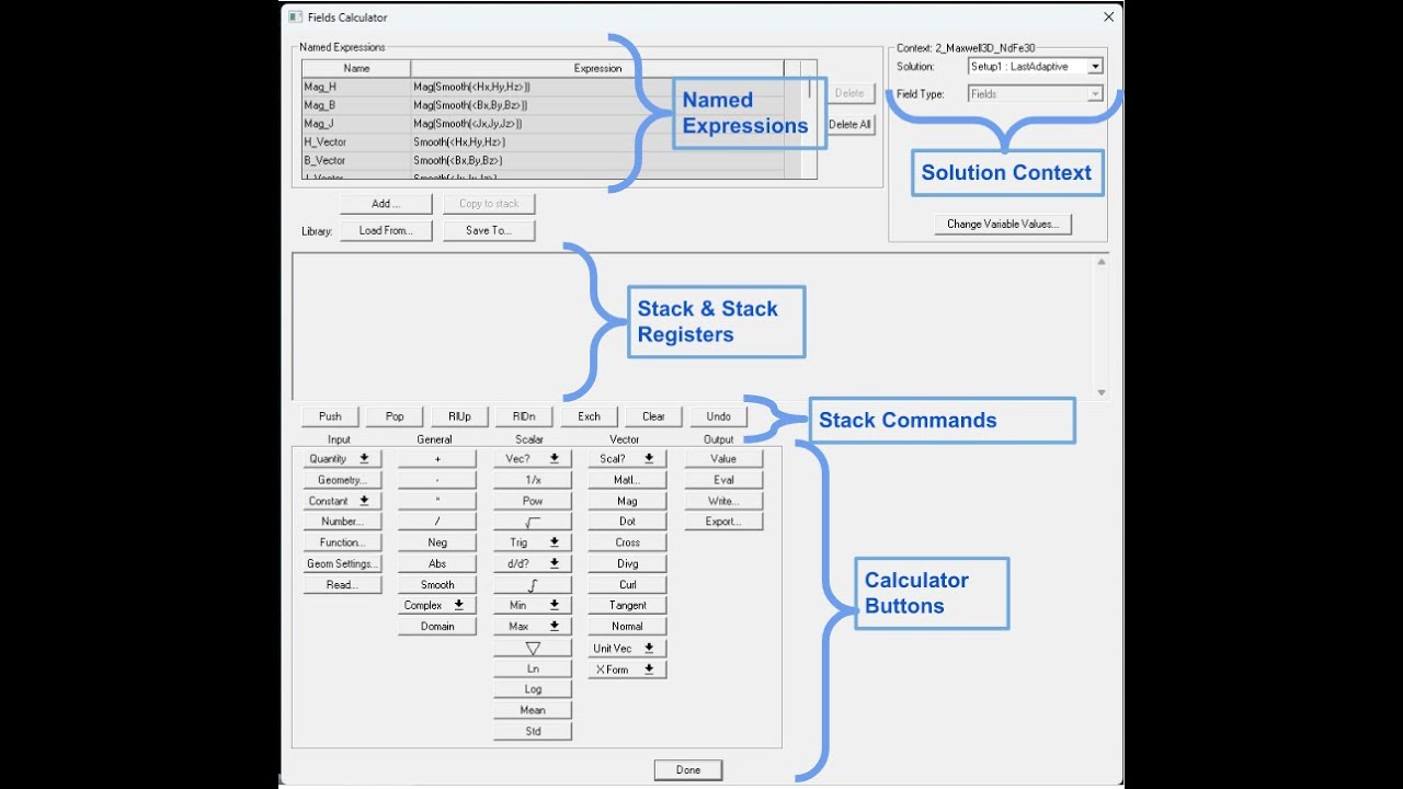 Understanding the Fields Calculator in Ansys Maxwell