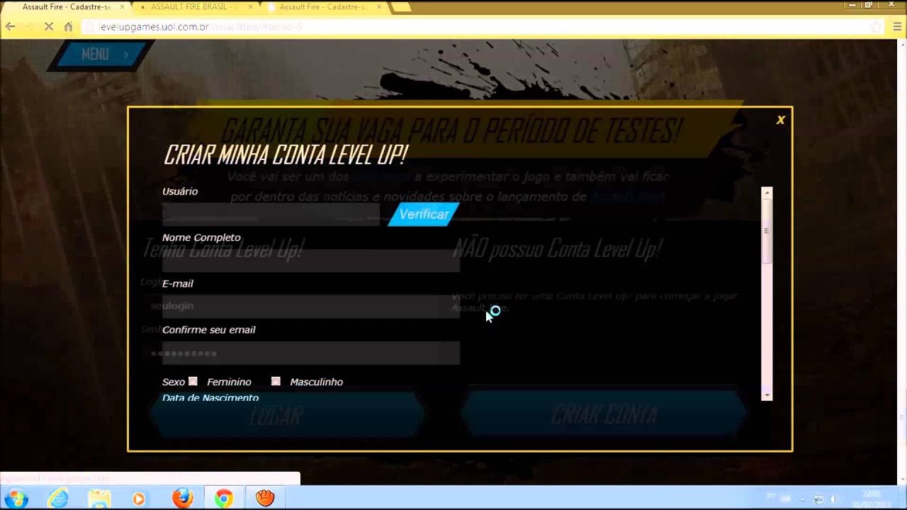 #1 - Como criar conta no assault fire e Apresenta&ccedil;&atilde;o do canal