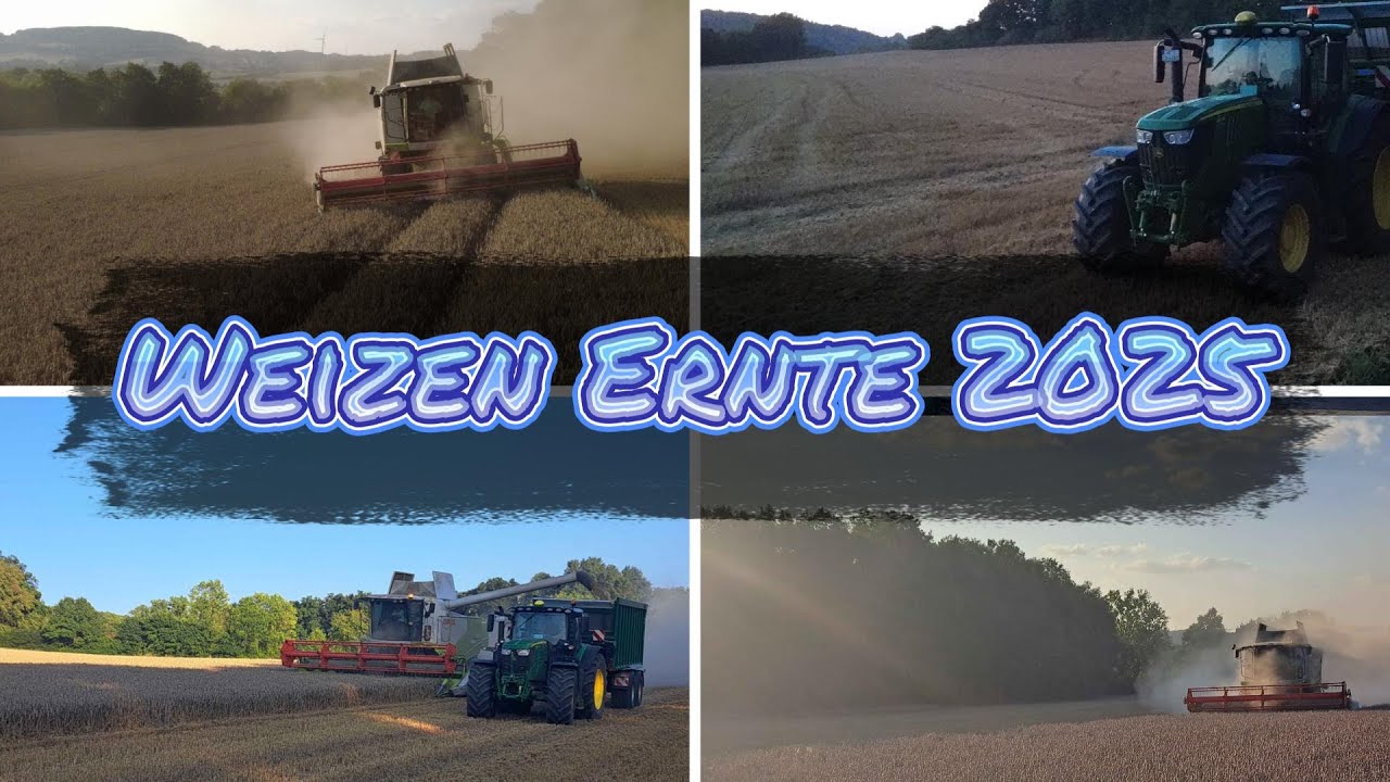 🌾 Weizenernte 2025 – Drohnenaufnahmen in 4K | CLAAS Tucano 570, John Deere 6R215 & Fendt 724 🚜