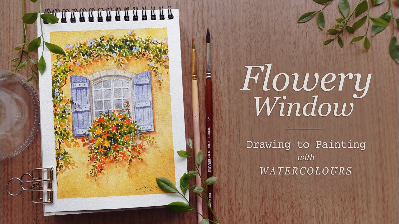 Flowery Window: Drawing to Painting in Watercolor
