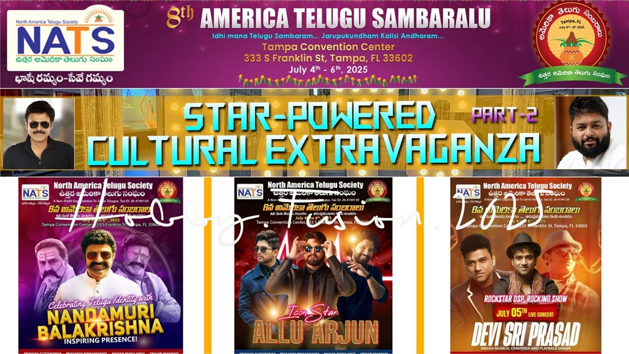 Balakrishna and Venkatesh - NATS 8th America Sambaralu 2025 Tampa,FL - SS Thaman Music concert #nbk
