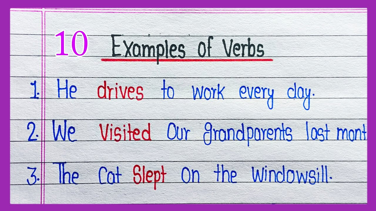Examples of Verbs Sentences in english || examples of verbs || 10 examples of verb Sentence