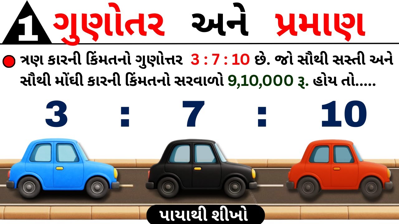 ગુણોત્તર અને પ્રમાણ | પાયાથી શીખો | Gunottar Ane Praman | Ratio And Proportion | GPSC