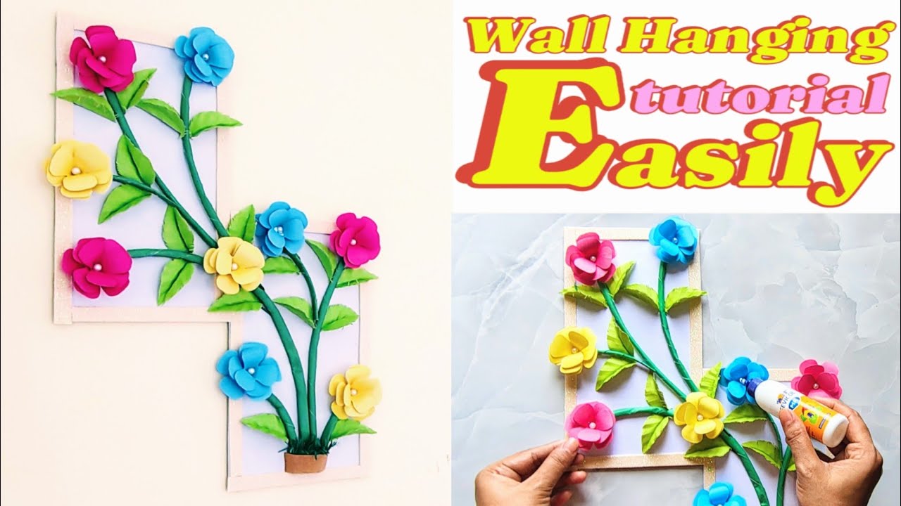 DIY Paper Wall Hanging।। Wall Mate Design ।। Paper Flowers. #craftideas #paperflower #wallhanging