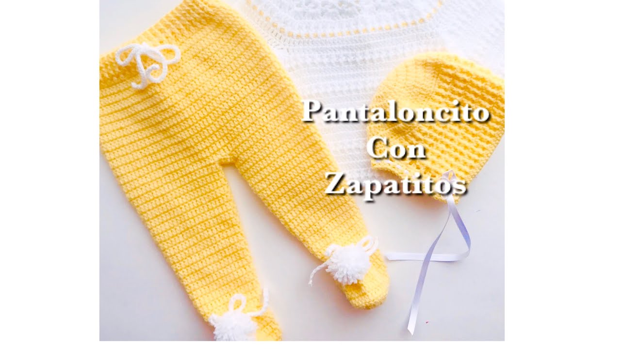 Pantaloncito a crochet con zapatitos para bebe recién nacido paso a paso / Pantalón a crochet 0-3M