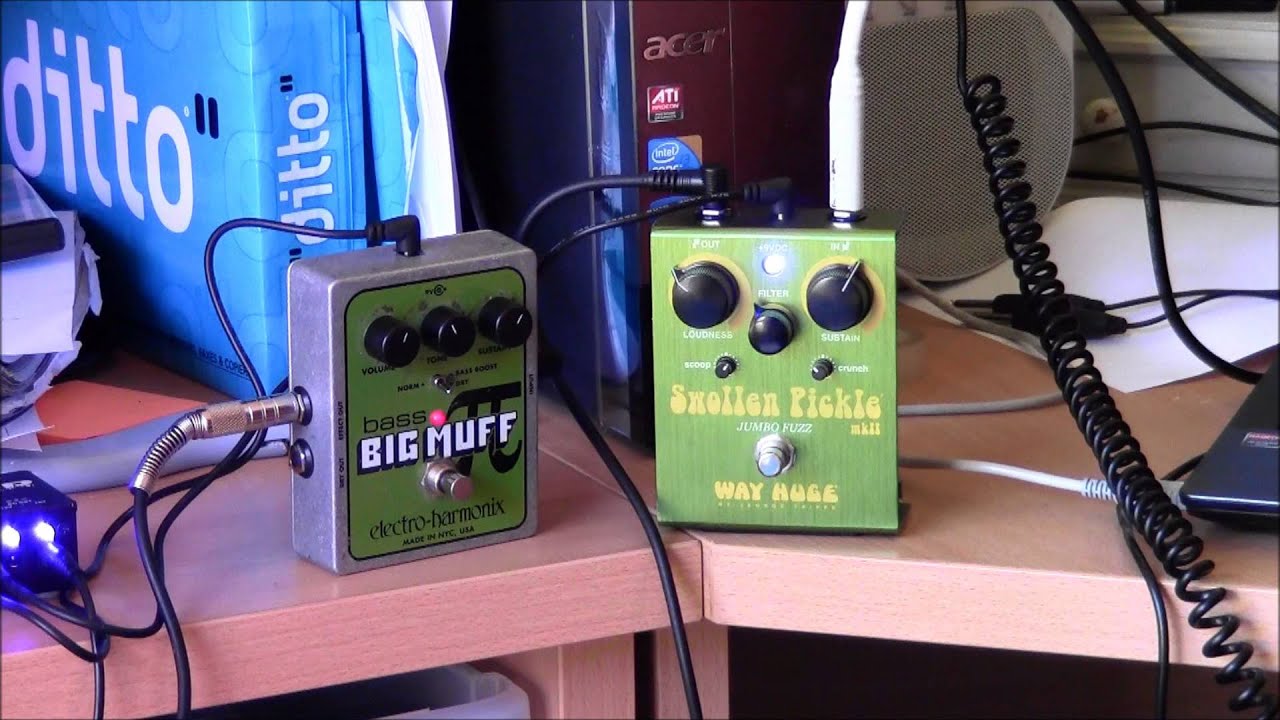 Bryn Smyth Music Workshop - Video 11: EHX Bass Big Muff Pi vs Way Hugh Swollen Pickle