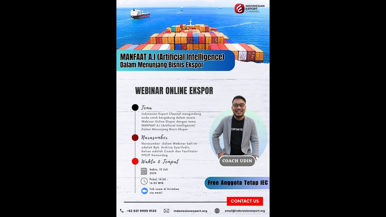 Webinar Ekspor IEC - Manfaat A.I (Artificial Intelligence) Dalam Menunjang Bisnis Ekspor