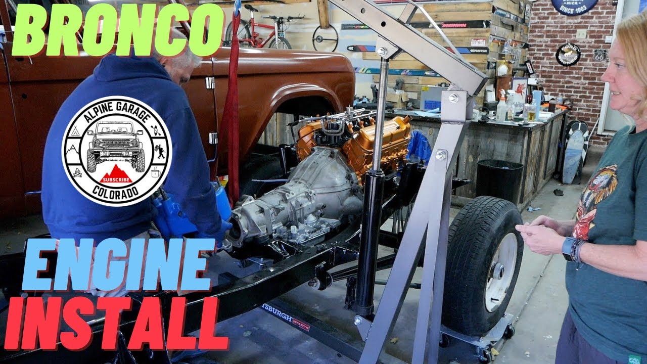 Classic Bronco Engine Install❗️347 Stroker and 4R70W Early Bronco Build