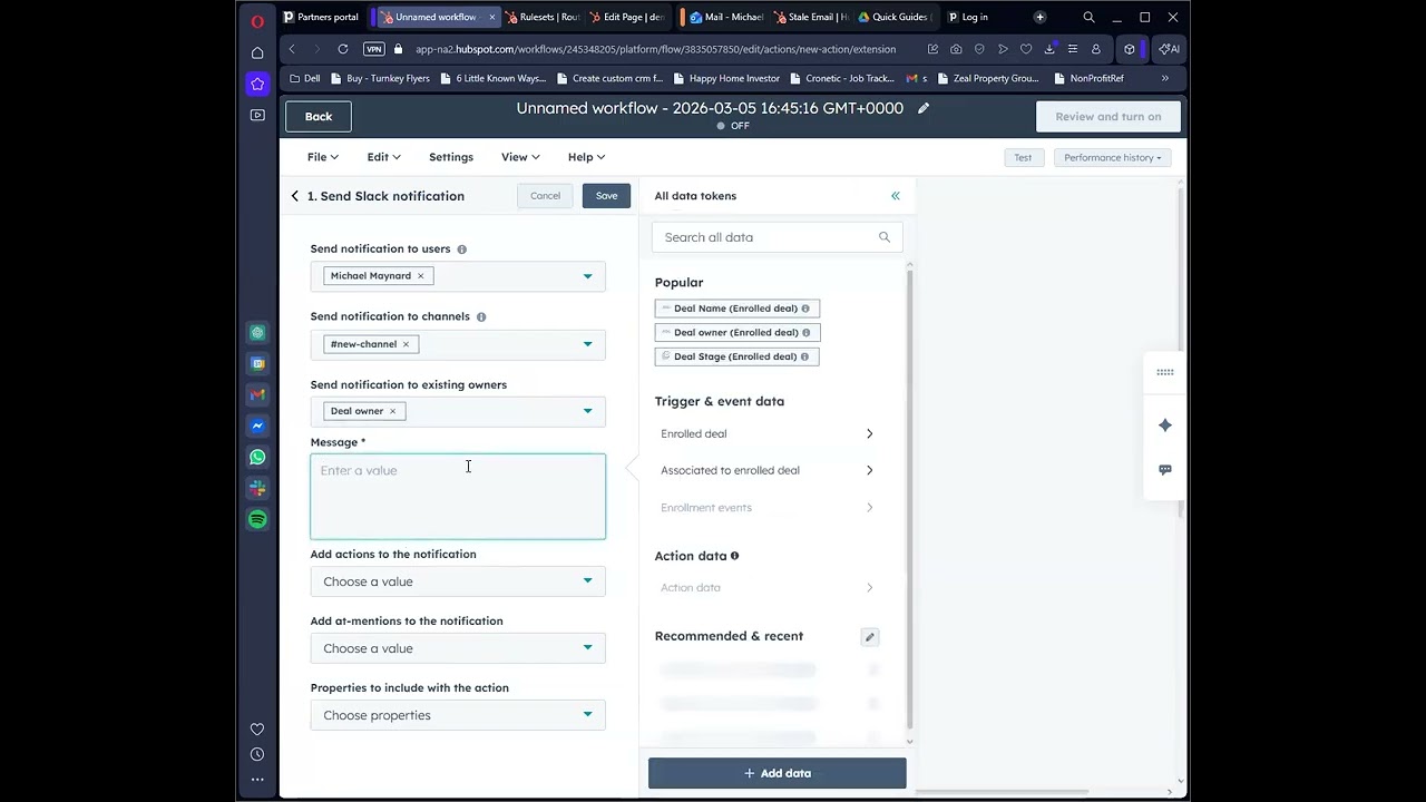 Hubspot: Slack Simple Flow