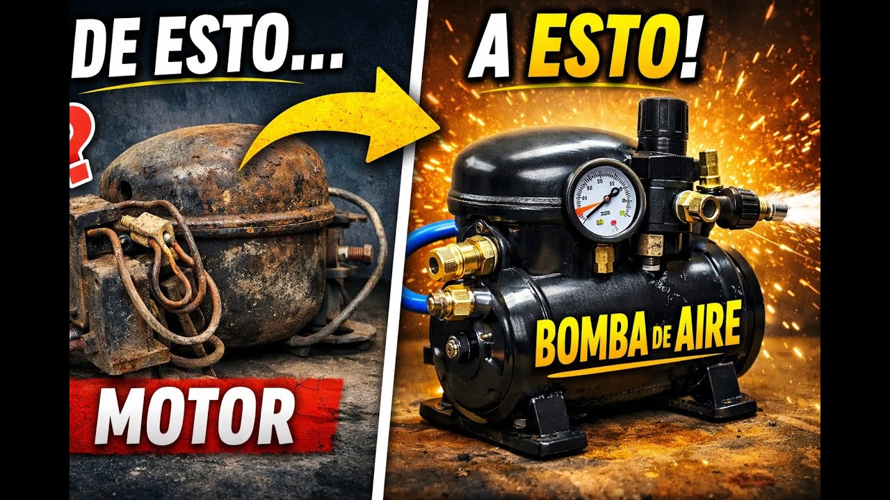 Convierte un motor de refrigeradora en una BOMBA DE AIRE potente | Proyecto casero