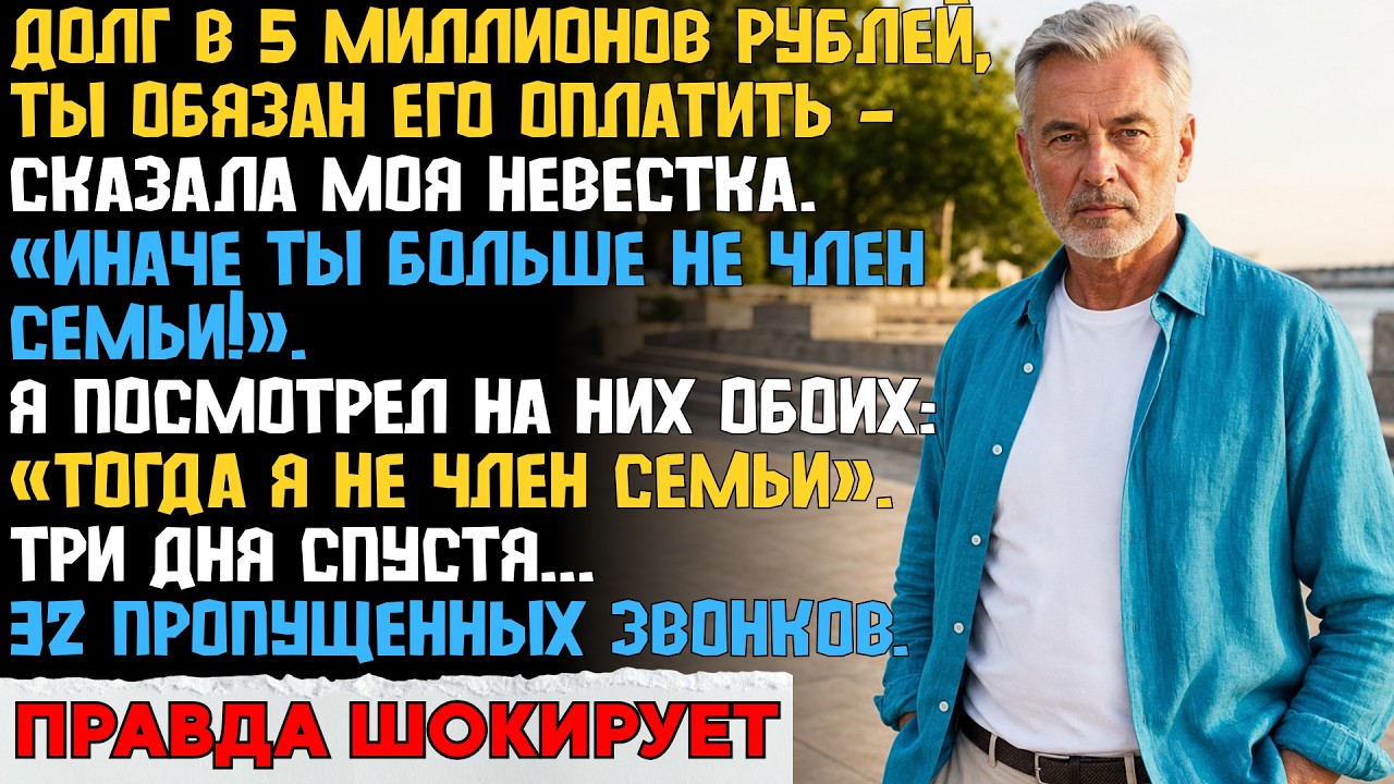 Невестка потребовала оплатить ее долг в 5 миллионов. Я отправил одно сообщение, и начались 32 звонка