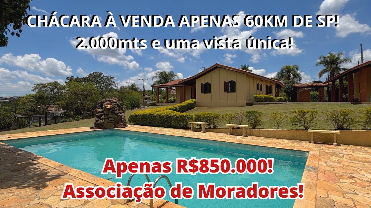 ‼️Vendido! Chácara à Venda apenas 01HR de SP! 2.000mts em Associação de Moradores! R$850.000!