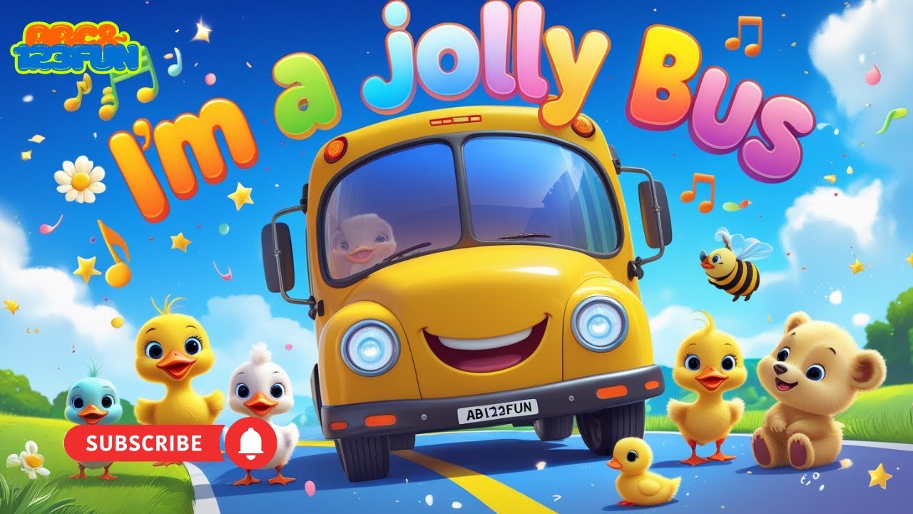 🚍 I’m a Jolly Bus | Fun Animal Baby Song for Kids 👶🎵 | ABC&123FUN