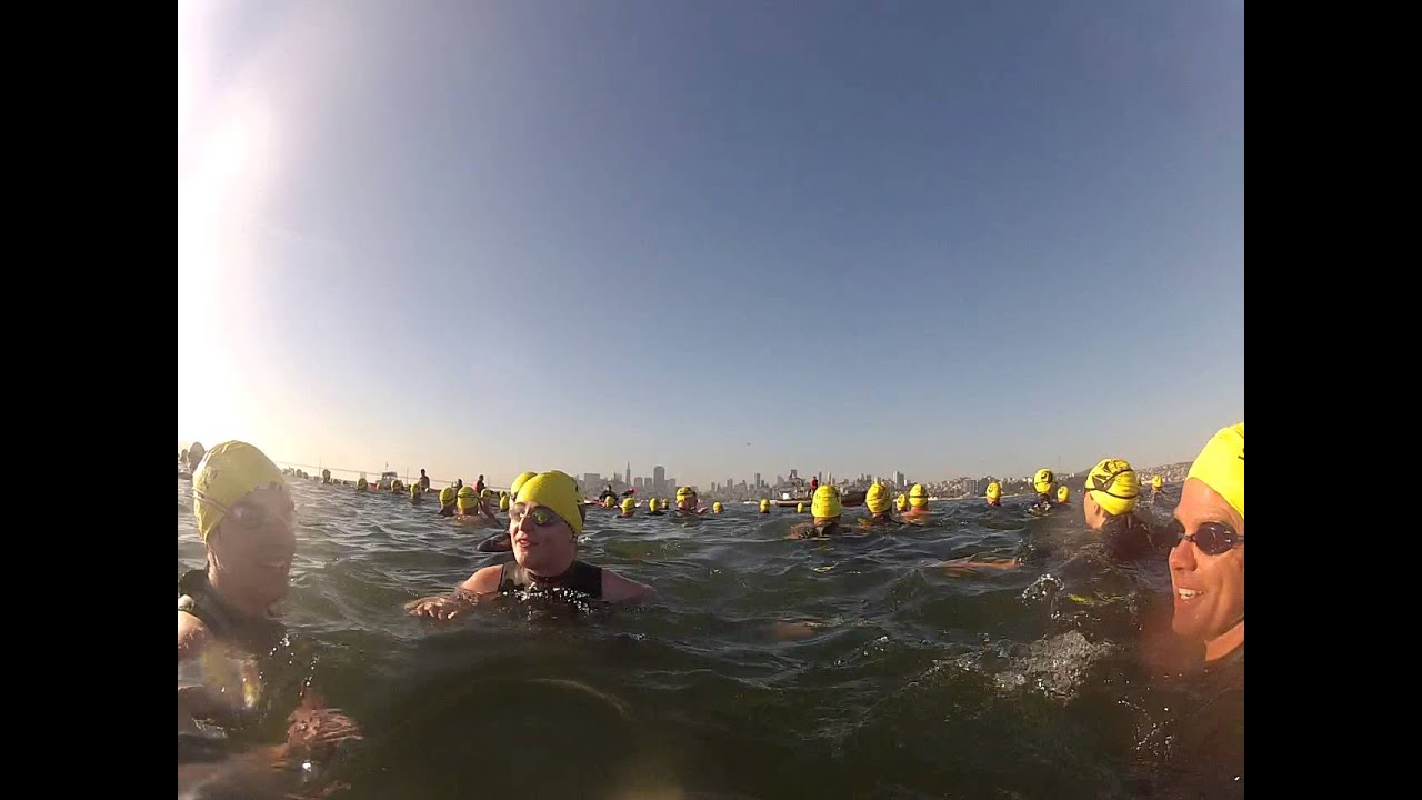 2013 Alcatraz Sharkfest jump off ferry and startline-UNEDITED