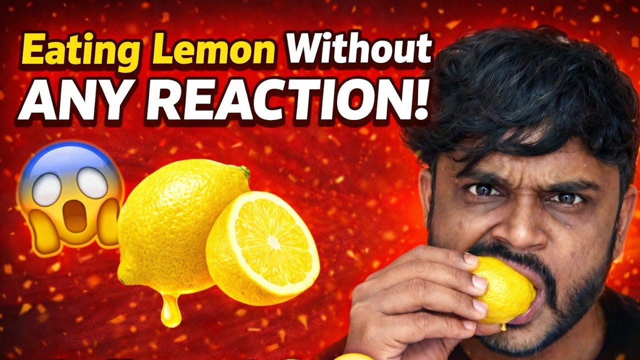 Eating Lemon Without Any Reaction Challenge! 🍋😳