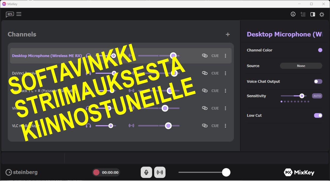 Ilmainen virtuaalimikseri striimauksesta kiinnostuneille | Steinberg MixKey | #pelistriimaus