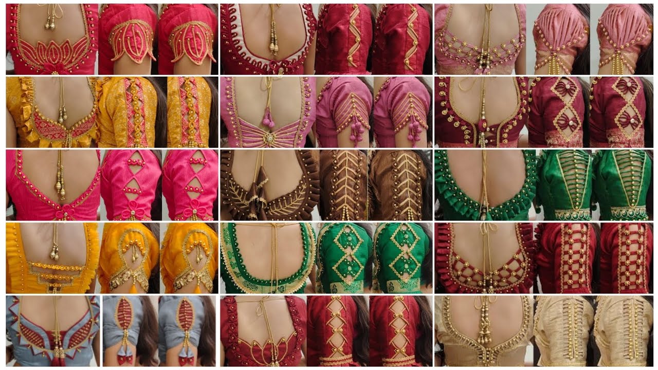 🎊💕50+New Modal Back Neck Blouse with Machine Sleeves Designs/Letest Blouse and sleeves Collection