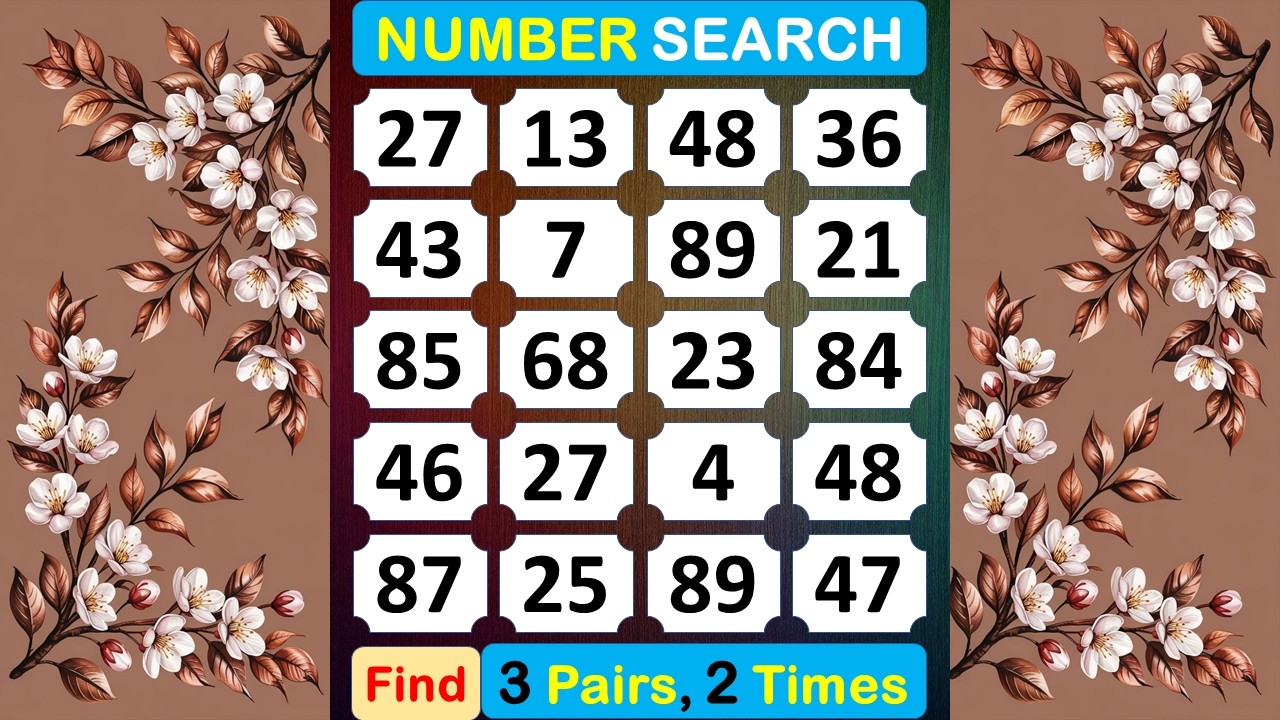 Number Search: Find Pair Numbers to Reduce Your Restlessness #braingame #mindgame #memory #quiz-#437