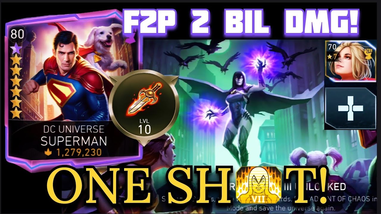 ONE SHOT!🔥 Boss RAVEN by DCU SUPERMAN H7 Advent Of Chaos Solo Raid in Injustice 2 Mobile Gameplay