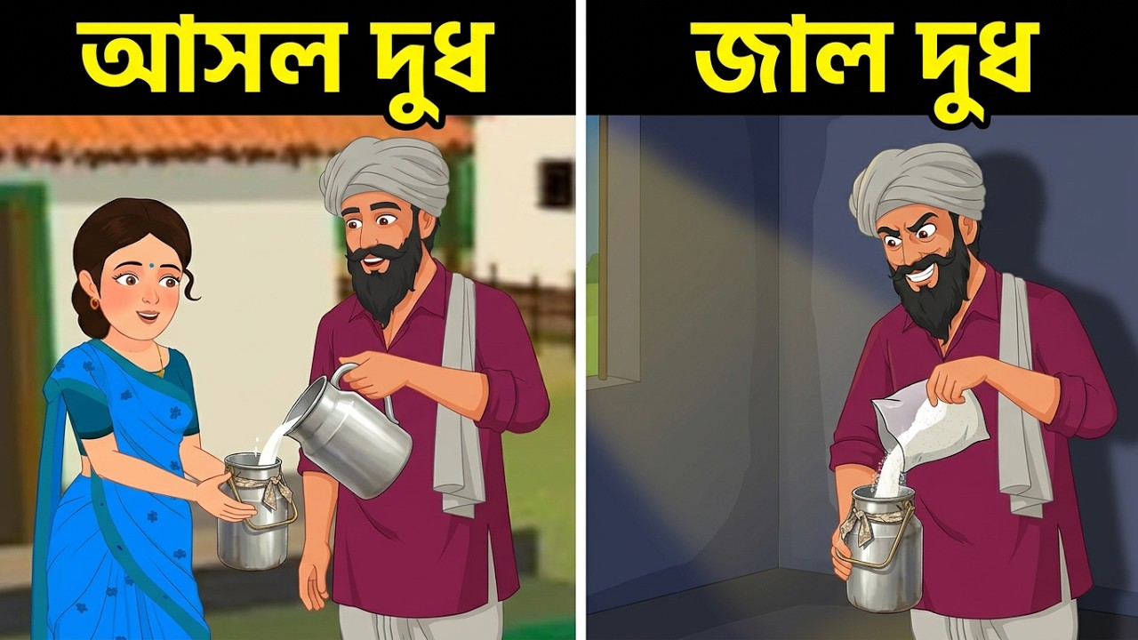 লোভী দুধওয়ালা | Lalchi Dudh wala | Moral Story | Bongo Cartoon