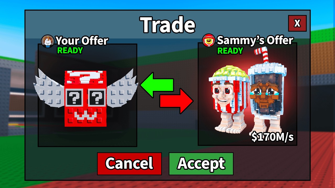 Trading Lucky Blocks to SECRET Popcuru in Steal a Brainrot!