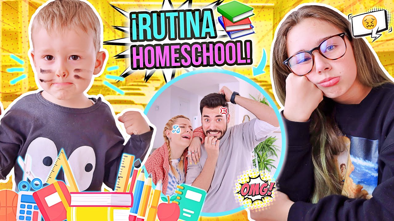 RUTINA DIARIA de HOMESCHOOL 📚RUTINA DE COLEGIO en CASA en FAMILIA 🏡 con UNA ADOLESCENTE y un NIÑO