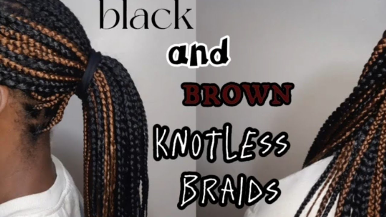 ATTEMPTING black and  brown knotless braids on my sister !!!
