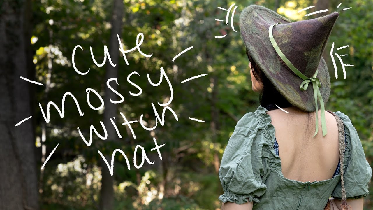 Making a Cute Mossy Witch Hat with Needle Felting